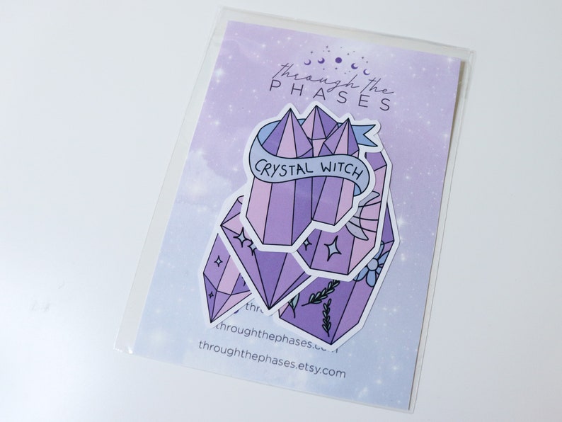 Crystal Witch Sticker Pack Pink crystal stickers, purple witchy stickers pack, pastel witch stickers, spiritual stickers pack image 2
