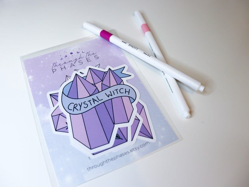 Crystal Witch Sticker Pack Pink crystal stickers, purple witchy stickers pack, pastel witch stickers, spiritual stickers pack image 10