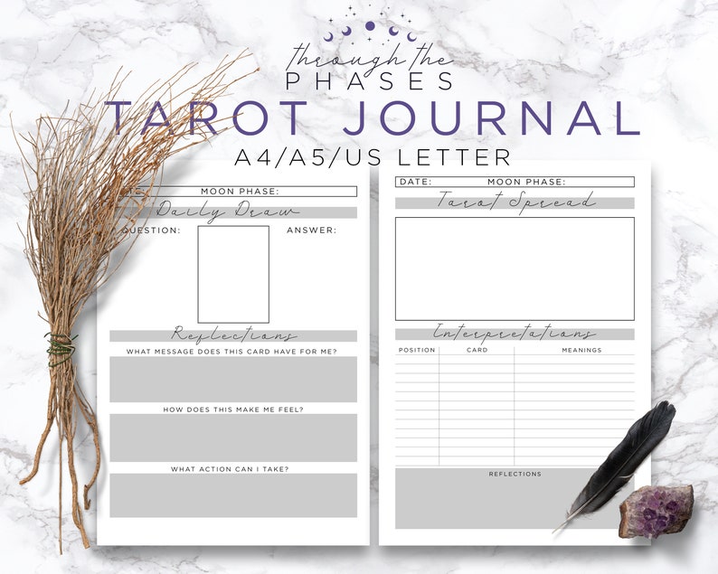 Tarot Journal Printable Tarot Planner Downloadable Book of Shadows Pages Printable Grimoire Pages Tarot for Beginners image 1