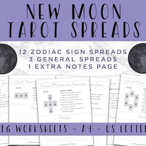 Neumond Tarot Legt | Tarot druckbare | Tarot Kartenlegung | Tarot Arbeitsblatt | Neumond-Ritual | Mond Manifestieren | Astrologie-Lesung