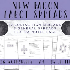 New Moon Tarot Spreads | Tarot Printable | Tarot Card Spread | Tarot Worksheet | New Moon Ritual | Moon Manifesting | Astrology Reading