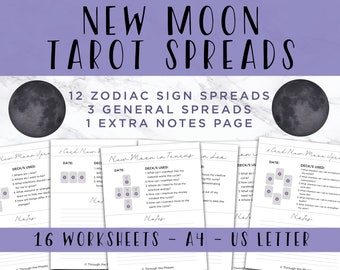 New Moon Tarot Spreads | Tarot Printable | Tarot Card Spread | Tarot Worksheet | New Moon Ritual | Moon Manifesting | Astrology Reading