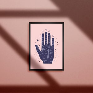 Palmistry Hand Print. Boho art print, palm reader fortune teller decor, beginner witch art print, witchy things image 10