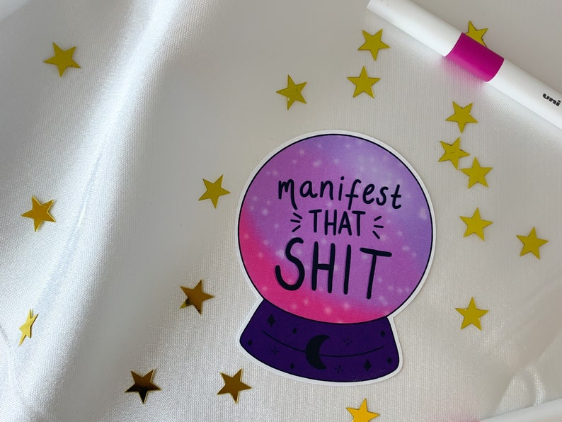 Manifest Sticker Crystal Ball Manifest that shit purple crystal ball sticker, grimoire stickers, magical girl sticker, believe sticker image 3