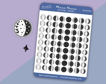 Moon Phase Grimoire Stickers | Moon Planner Stickers | Small Moon Stickers | Moon Sticker Sheet | Moon Phase Stickers | Planner Sticker