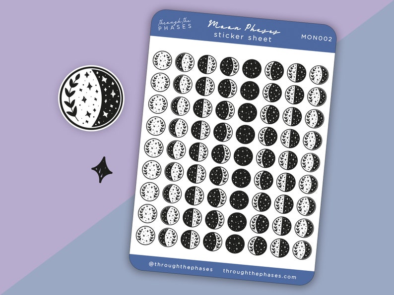 Moon Phase Grimoire Stickers Moon Planner Stickers Small Etsy