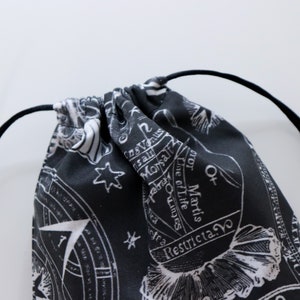 Occult Print Tarot Bag Black and white tarot pouch, fabric tarot card holder, witchy tarot card bag, small tarot pouch, tarot card pouch image 6