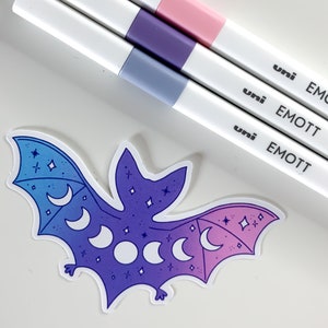 Pastel Moon Phases Bat Sticker pastel gore galaxy bat, pastel goth, cute bat sticker, vampire bat, witchy stickers image 7