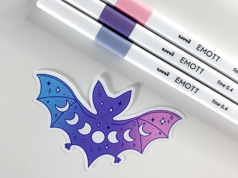 Pastel Moon Phases Bat Sticker pastel gore galaxy bat, pastel goth, cute bat sticker, vampire bat, witchy stickers image 7