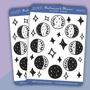 Botanical Moon Stickers Lunar Cycle Sticker Sheet Celestial Stickers Moon Phase Sticker Moon Cycles Full Moon Stickers image 4