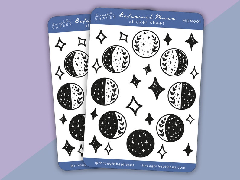 Botanical Moon Stickers Lunar Cycle Sticker Sheet Celestial Stickers Moon Phase Sticker Moon Cycles Full Moon Stickers image 4