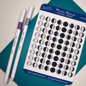 Mini adesivi fasi lunari - Adesivi lunari, Adesivi Grimoire, Adesivi per pianificatori lunari, Adesivi lunari piccoli, Adesivi lunari minuscoli, Adesivi lunari pieni
