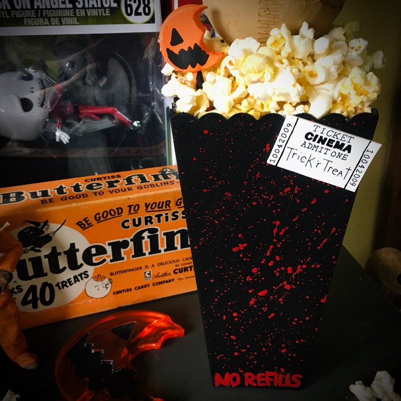 Retro Popcorn Bucket Styled Trick R Treat Sam Cinema Horror Etsy