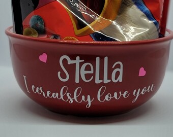 I Cerealsly Love You Custom Cereal Bowl  Valentines Day Gifts for Kids, Personalized Gift for Kids, Child Valentine's Day