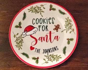 Custom Santa Cookie Plate, Cookies for Santa Cookie Plate, Cookie plate, Santa plate, Santa's cookie plate, Christmas gift, Santa Treat