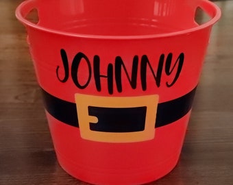 Large Personalized Christmas Buckets & Matching Cup , Plastic Bucket, Tubs,  Present Holder, Gift Holder, Santa Bucket, Santa Tub, Plastic