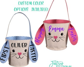 Personalized Easter Bunny Basket, Personalized Kids Easter Basket, Hanging Bunny, Easter Gift, Gifts for Kids, Cloth Basket, Monogram, Baby