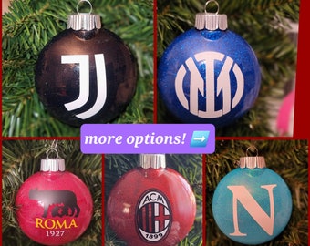 Italian Serie A Inspired Soccer Christmas Ornaments, Inter Milan, Juventus, Napoli, Large Glitter Azzurri Ornaments,  Christmas Ornaments