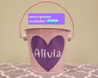 Personalized Mini Valentine's Day Bucket, Personalized Mini Pail, Valentines Day Gift, Heart Bucket, Valentines Day Metal Pail,  Love Bucket