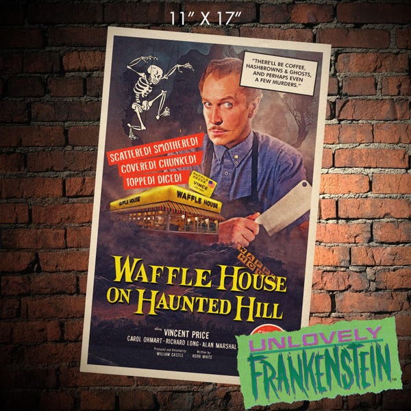Vincent Price, Waffle House on Haunted Hill movie poster | 11x17 Art Print