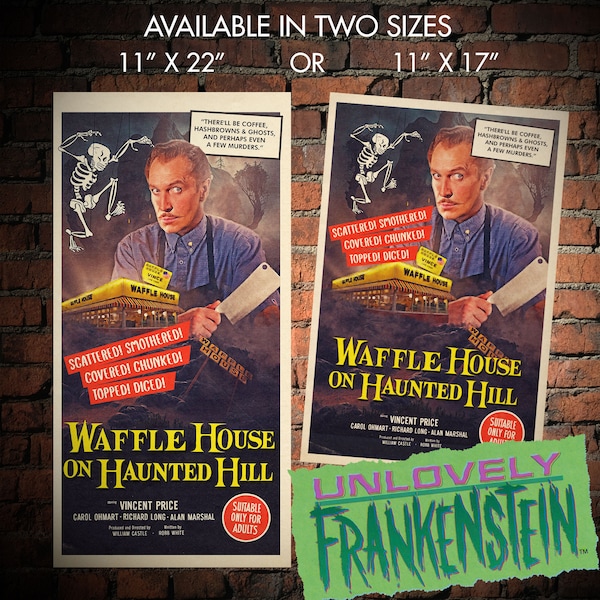 Vincent Price, Waffle House on Haunted Hill movie poster | 11x22 or 11x17 Art Print