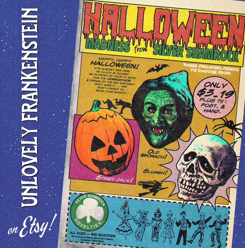 Vintage Silver Shamrock Halloween comicbook ad 11x17 Art Print image 1