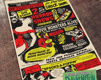 Frightmare of Movie Monsters spook show poster | 11x17 Art Print