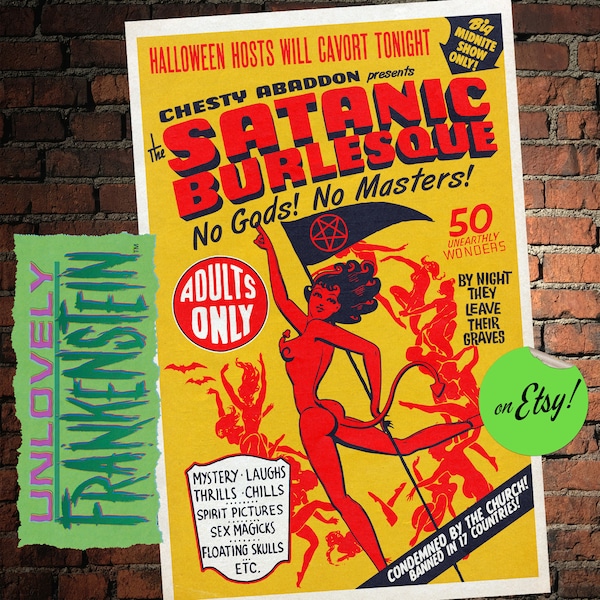1927 Satanic Burlesque spook show print | 11x17 Art Print