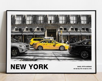 Saks, Fifth Avenue | New York, USA | Poster Print | Unframed | Various Sizes | B&W or Colour | Available with or without text detail