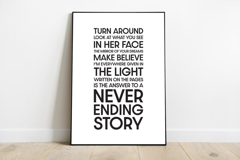 Never Ending Story Lyrics Digital File Download or Physical Etsy