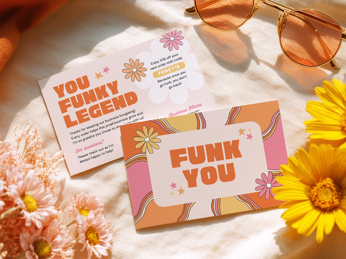 Janis Groovy Thank You Card Template: Retro Small Business Canva Design ...