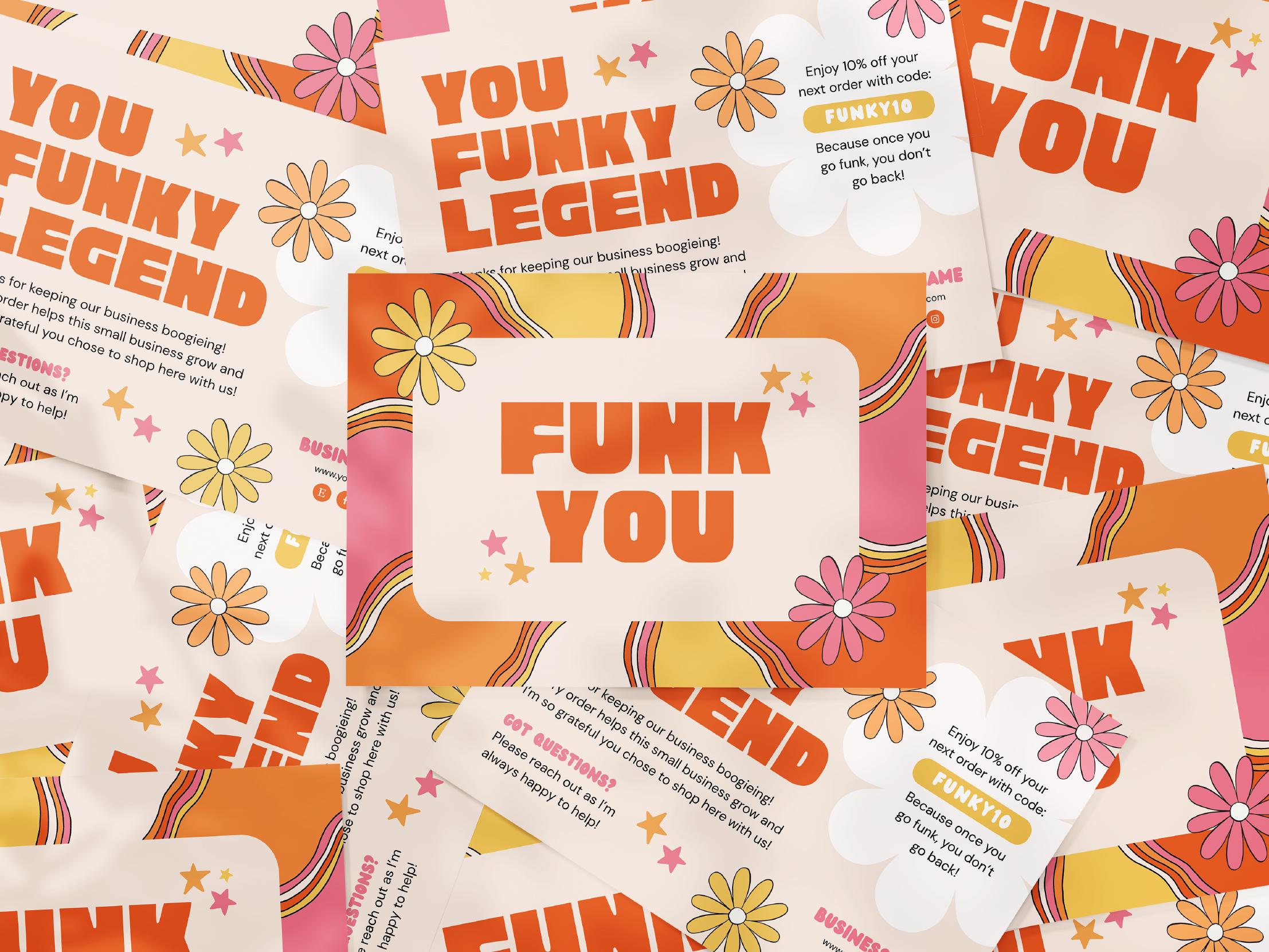 Janis Groovy Thank You Card Template: Retro Small Business Canva Design ...