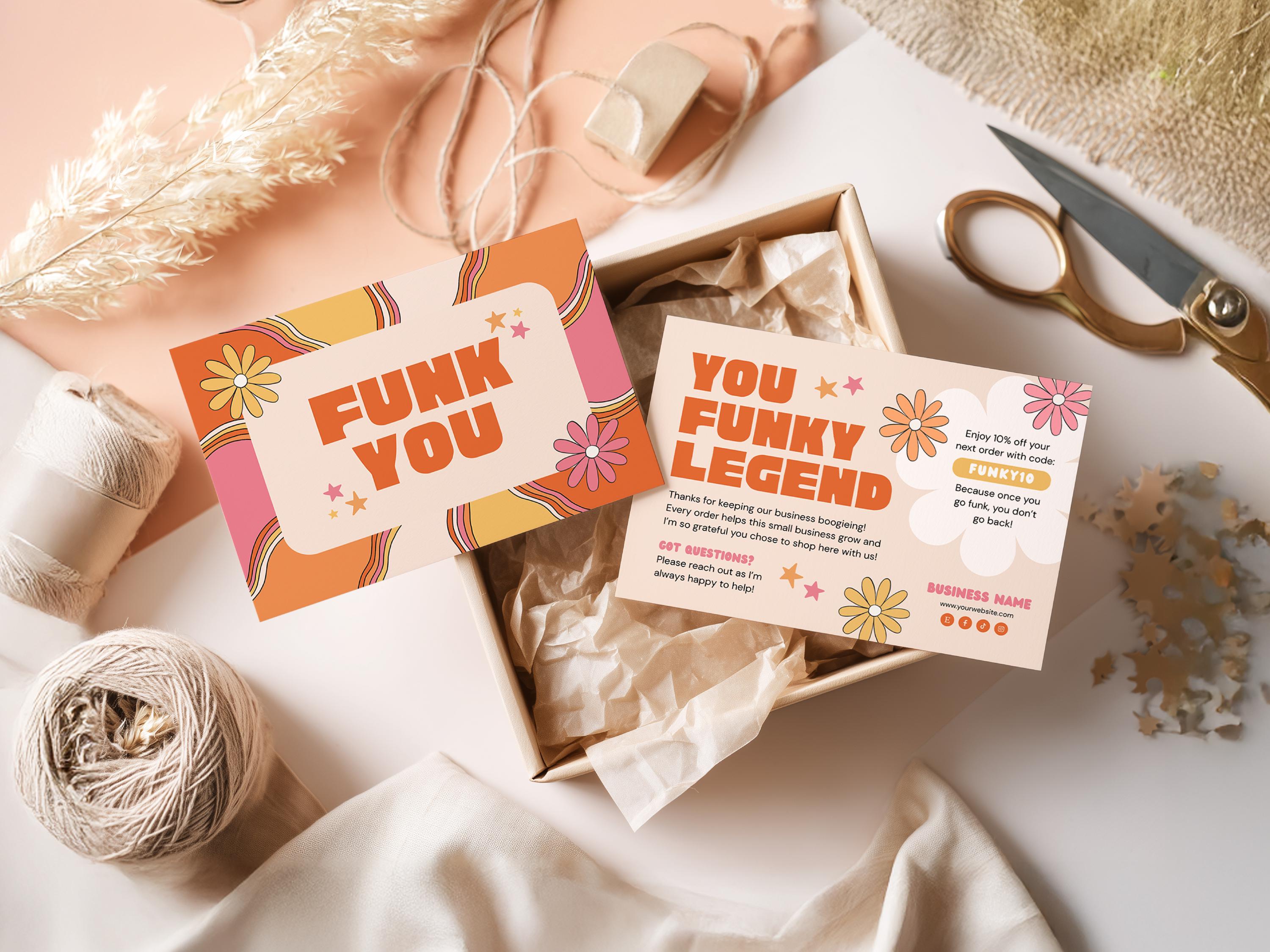 Janis Groovy Thank You Card Template: Retro Small Business Canva Design ...