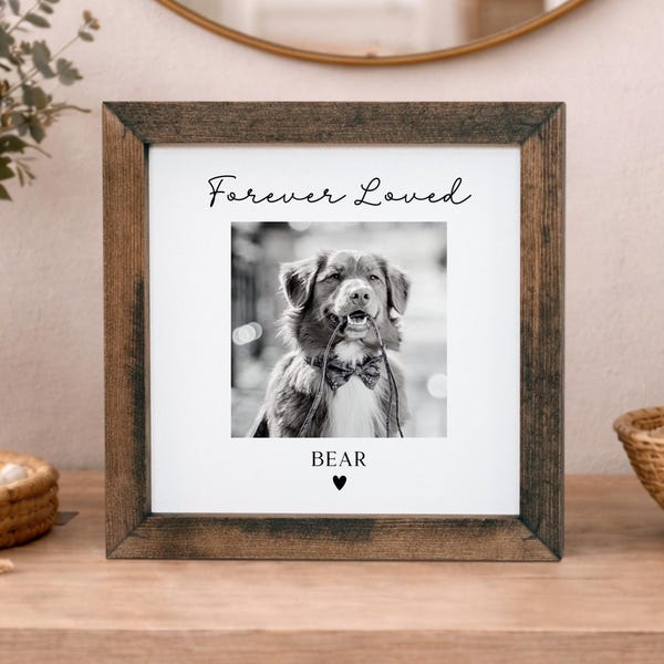 Dog Memorial Wooden Picture Frame, Pet Remembrance Gift, Custom Loss Keepsake, Sympathy Gifts, Puppy Bereavement