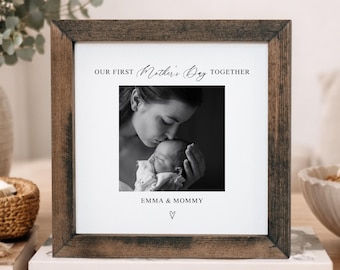 1st Mother's Day Wooden Picture Frame, First Mommy's Day Gift from Baby, Mommy & Me, Personalized Mama Gifts for Wife