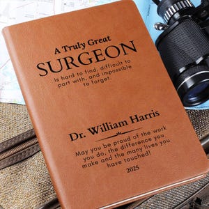 Gift for Surgeon - Vegan Leather Personalized Journal, Coworker Gift, Gift for Surgeon, Dr Thank You, Retirement, Christmas 画像 9
