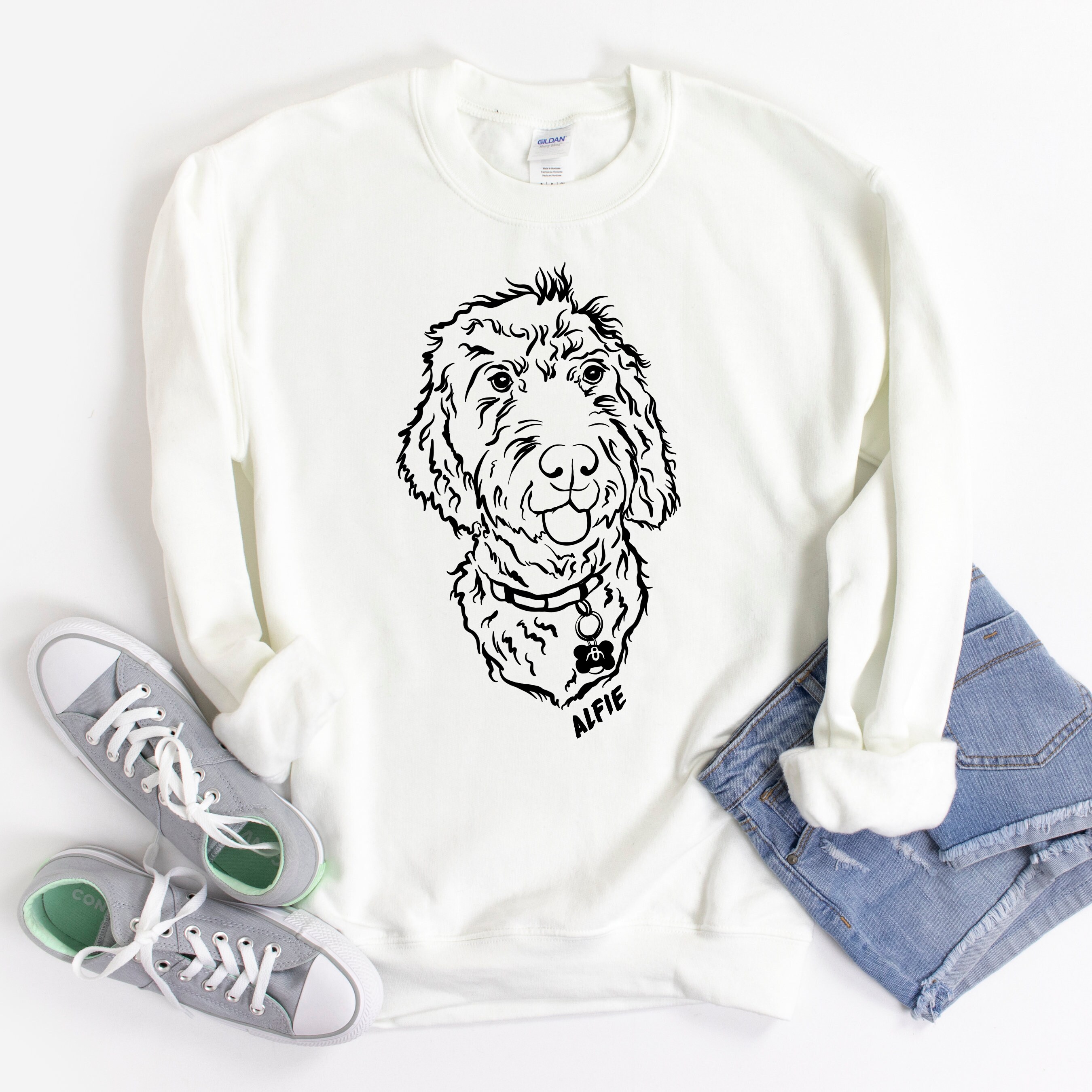 Custom Dog Line Drawing Sweatshirt Hand Drawn Dog Etsy