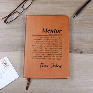 Mentor Gift - Personalized Journal, Mentor Appreciation Gift, Leather Notebook for Mentor, Gift for Male or Female Boss image 10
