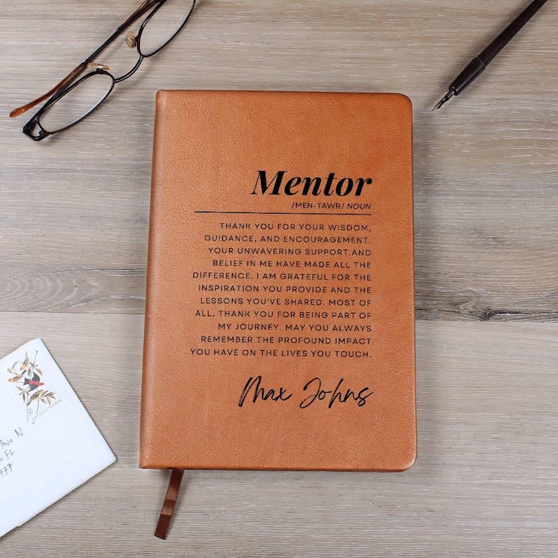 Mentor Gift - Personalized Journal, Mentor Appreciation Gift, Leather Notebook for Mentor, Gift for Male or Female Boss image 10