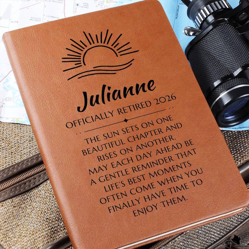 Personalized Retirement Gift for Women, Vegan Leather Journal, Custom Gift for Her, Coworker Leaving Gift, Boss Lady Present, New Chapter image 6