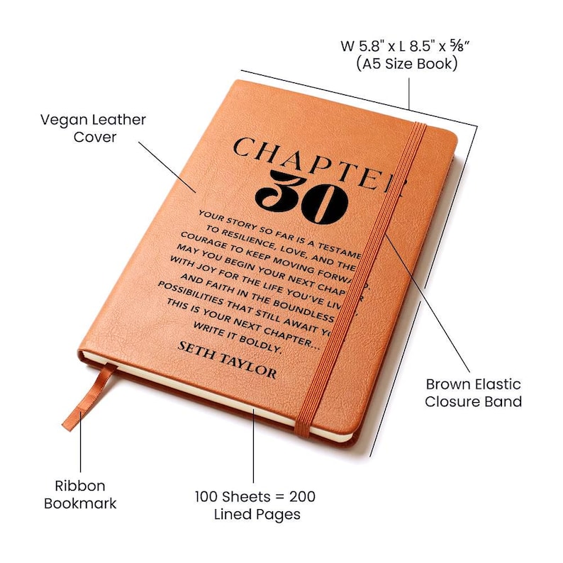 30th Birthday Gift Personalized Journal - Gift For Brother, Gift For Son, For Him, Grandson, Gift For Friend, Boyfriend, Gift For Coworker image 2