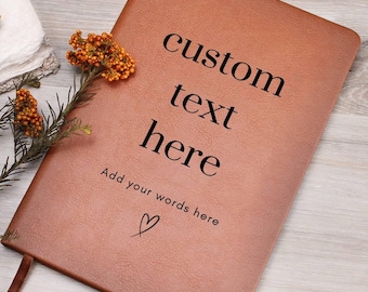Personalized Leather Notebook, Custom Text Journal, Custom Cover Notebook, Quote Notebook, Custom Gift for Company or Personal Use