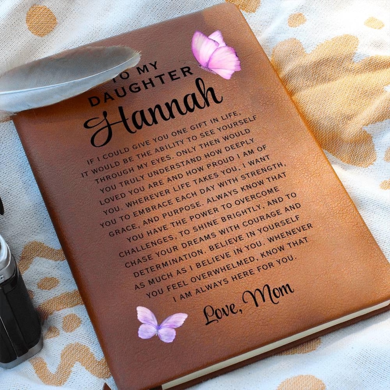 My Daughter Personalized Leather Journal, Gift for Daughter from Mom, Custom Name Journal, Birthday Gift, Keepsake Journal, Gift from dad image 1