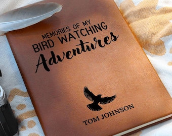 Diario de observación de aves, regalo para observadores de aves, regalo de jubilación, cuaderno de naturaleza personalizado, diario para amantes de las aves, regalo de Navidad