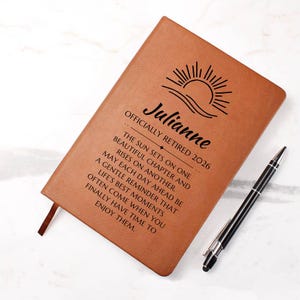 Personalized Retirement Gift for Women, Vegan Leather Journal, Custom Gift for Her, Coworker Leaving Gift, Boss Lady Present, New Chapter image 9
