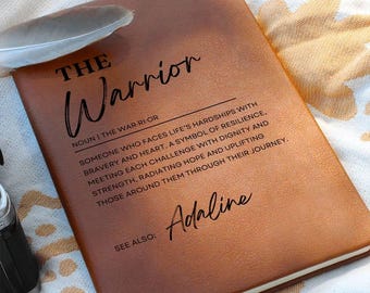 Warrior gift for Cancer Survivors, Personalized Warrior definition Journal, Breast cancer gifts for her, Motivation gift, Encouragement gift