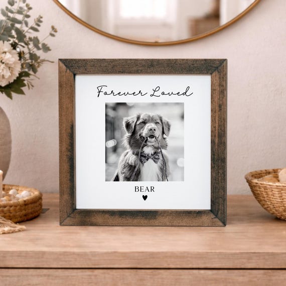 Dog Memorial Wooden Picture Frame, Pet Remembrance Gift, Custom Loss Keepsake, Sympathy Gifts, Puppy Bereavement