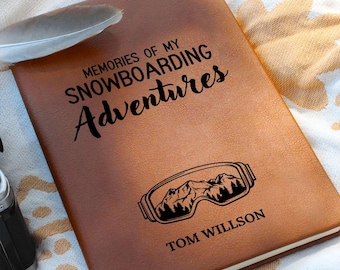 Diario de aventuras de snowboard, Libro de recuerdos personalizado de snowboard, Regalo para chicos, Recuerdo para adolescentes, Diario personalizado