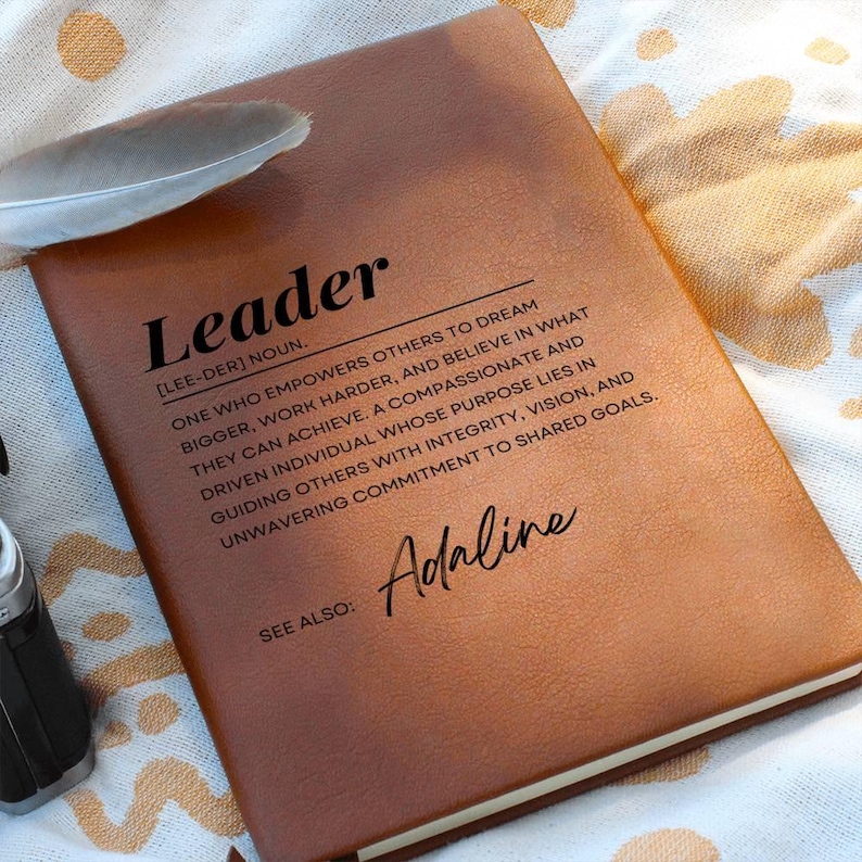 Leader Journal, Personalized Vegan Leader Journal Gift, Leader Definition Gift, Leader Appreciation Gift, Leadership Gift, Employee Gift image 1