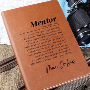 Mentor Gift - Personalized Journal, Mentor Appreciation Gift, Leather Notebook for Mentor, Gift for Male or Female Boss image 9